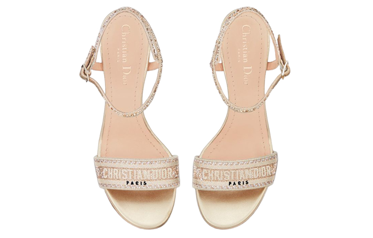Purchase (W) Dior Dway Ciabatte Ricamate in Cotone ''Oro'' KCQ706LCS_S62K