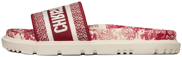 (Women) Dior Dway Embroidered Cotton Slide 'Red' KCQ550TJE_S78W (Women) Dior Dway Embroidered Cotton Slide 'Red' KCQ550TJE_S78W