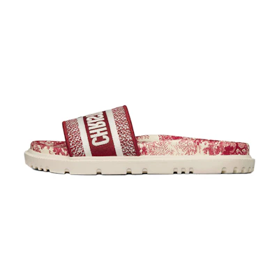 (W) Dior Dway Embroidered Cotton Slide 'Red'
