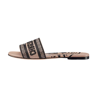 (W) Dior Dway Embroidered Flat Slide 'Fiery Red'