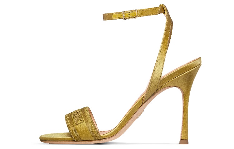 Buy (W) 디올 드웨이 자수 힐 샌들 (옐로우 새틴) KCQ853SBS_S30Y