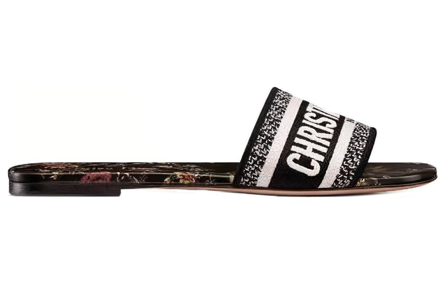 (W) Dior Dway Embroidered Logo Black 'Fashion Slide' 圖 2