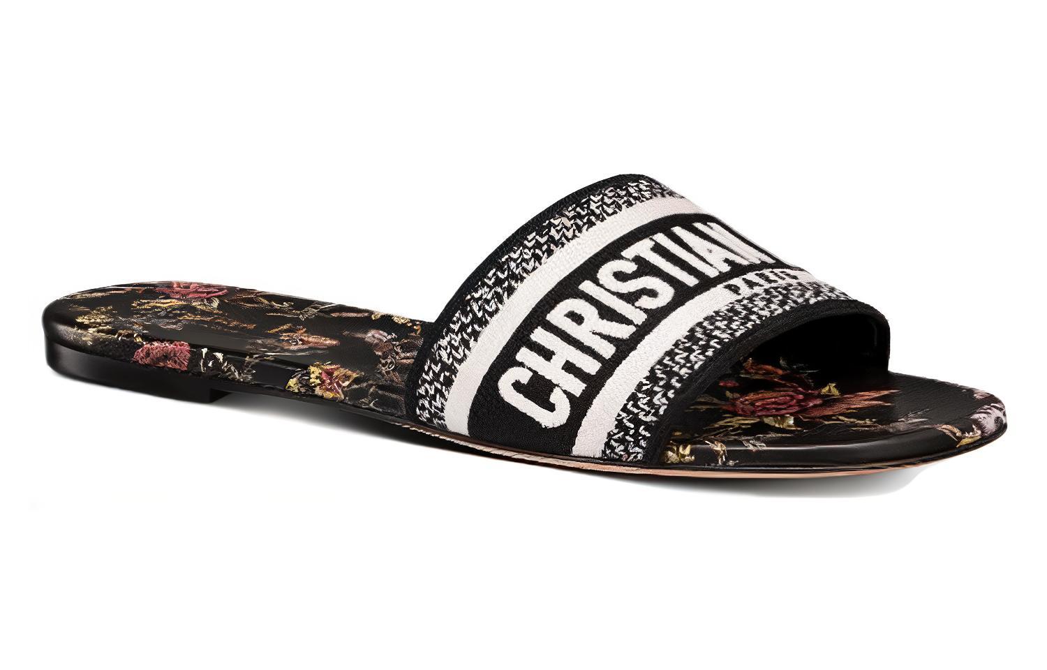 (W) Dior Dway Embroidered Logo Black 'Fashion Slide' 圖 3