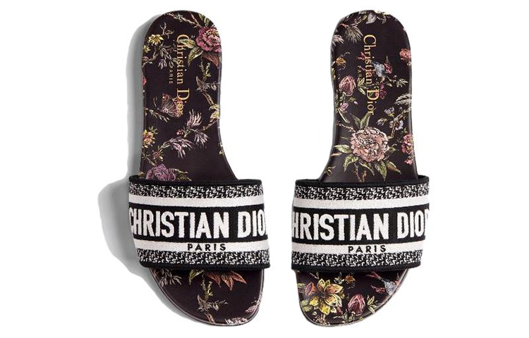 (W) Dior Dway Embroidered Logo Black 'Fashion Slide' 圖 5
