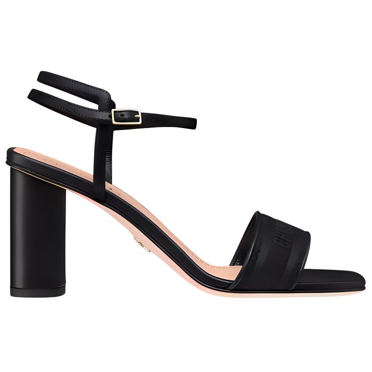 Order (W) Dior Dway Sandal Tumit Tinggi Kulit Satin Sulaman 'Hitam' KDQ896ETL_S900
