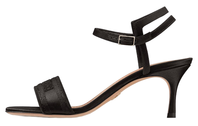(Women) Dior Dway Embroidered Satin Open-Toe Buckle Slide 'Black' KCQ854SBS_S900
