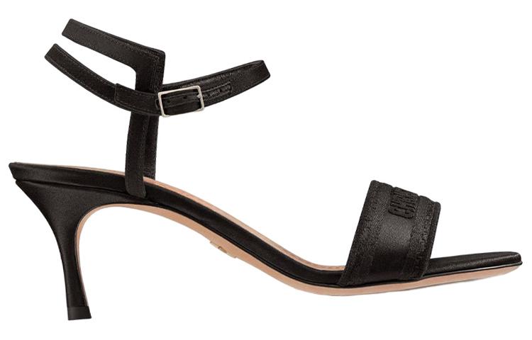 (W) Dior Dway Embroidered Satin Open-Toe Buckle Slide 'Black' 圖 2