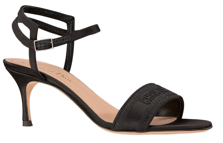 (W) Dior Dway Embroidered Satin Open-Toe Buckle Slide 'Black' 圖 3