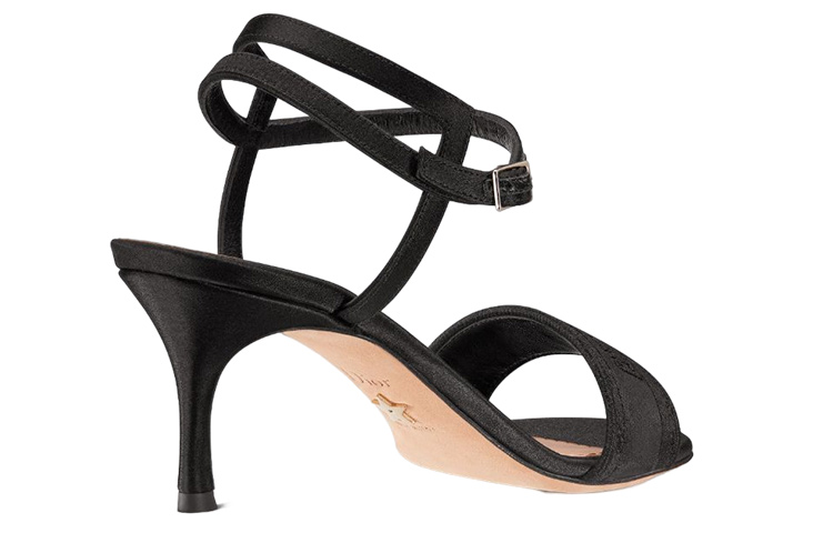 (W) Dior Dway Embroidered Satin Open-Toe Buckle Slide 'Black' 圖 4
