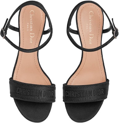 (W) Dior Dway刺繍サテンオープントゥスライド (ブラック) KCQ854SBS_S900 Shop (W) Dior Dway刺繍サテンオープントゥスライド (ブラック) KCQ854SBS_S900