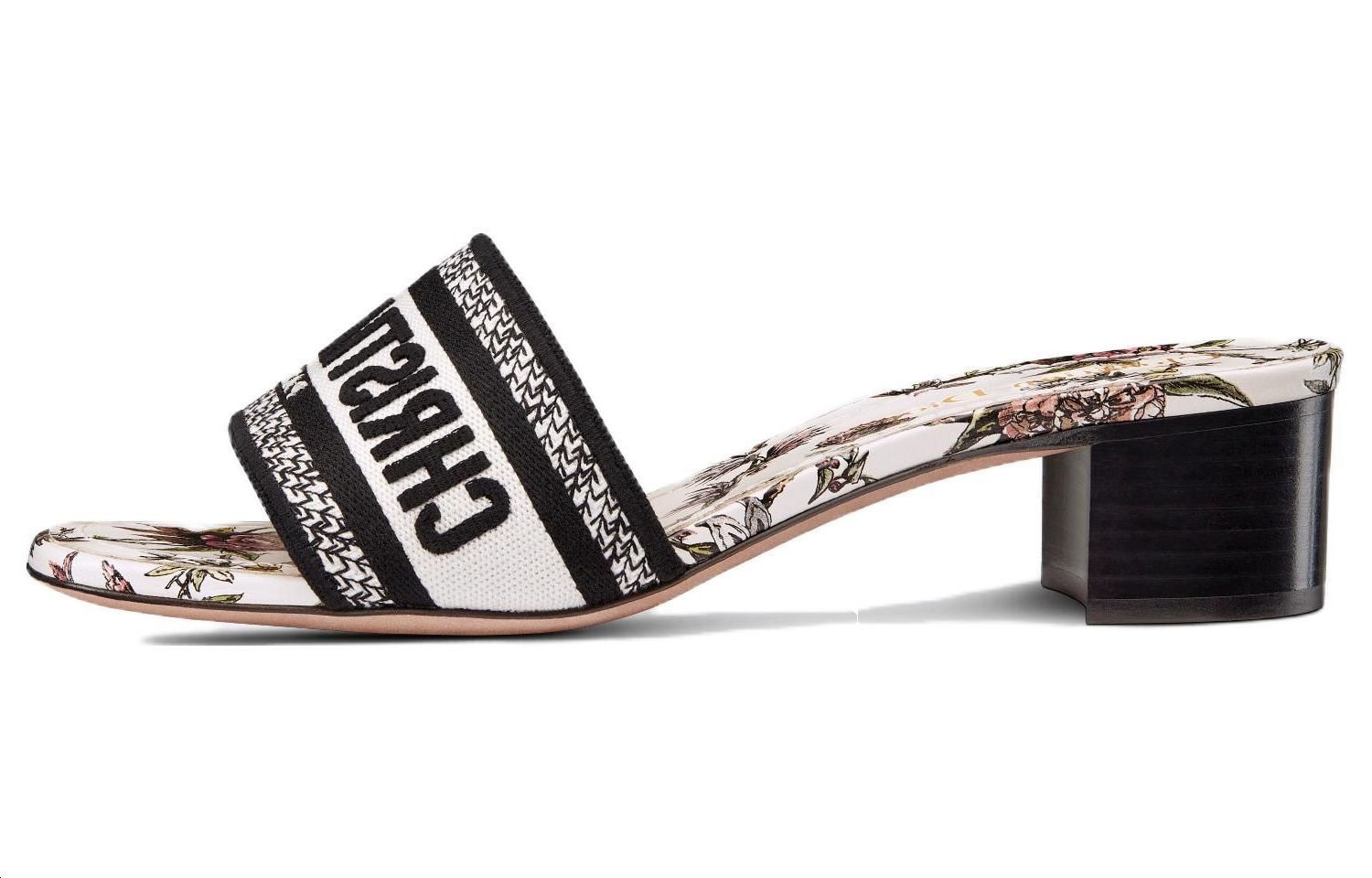 Buy (W) 迪奥 Dway 刺绣拖鞋“黑白” KCQ244GRY_S43L