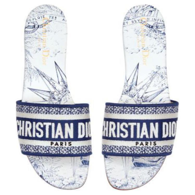 Purchase (W) Dior Dway Selipar Sulam 'Biru Putih' KCQ209RIY_S60W