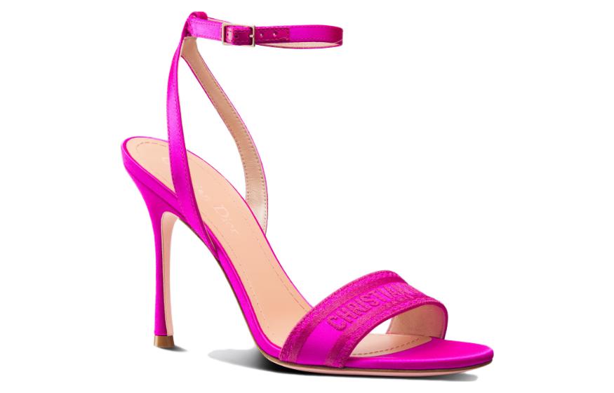 Shop (W) Sandales à Talons Ouverts Dior Dway en Tissu avec Boucle ''Rose'' KCQ853SBS_S65P