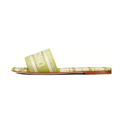(W) Dior Dway Fabric Slide 'Green Yellow'