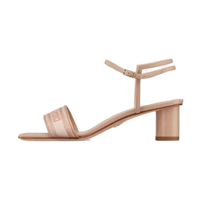 (W) Dior Dway Heeled Sandal 'Nude Embroidered Satin'