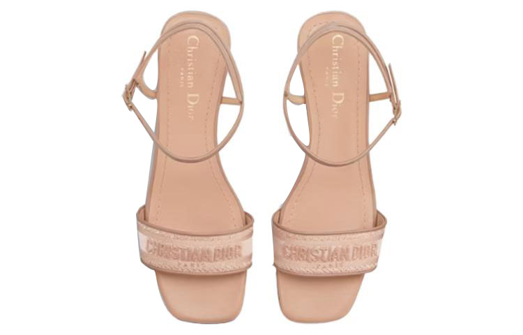 (W) Dior Dway Heeled Sandal 'Nude Embroidered Satin' 圖 5