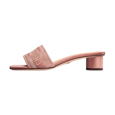 (W) Dior Dway Heeled Slide 'Pink Logo Embroidery'