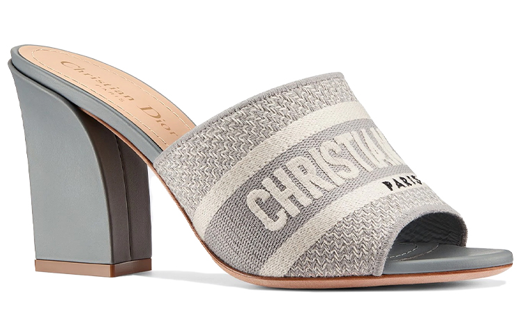 Order (W) Dior Dway Selipar Tumit Tinggi 'Kelabu' KDQ358ERC_S33G