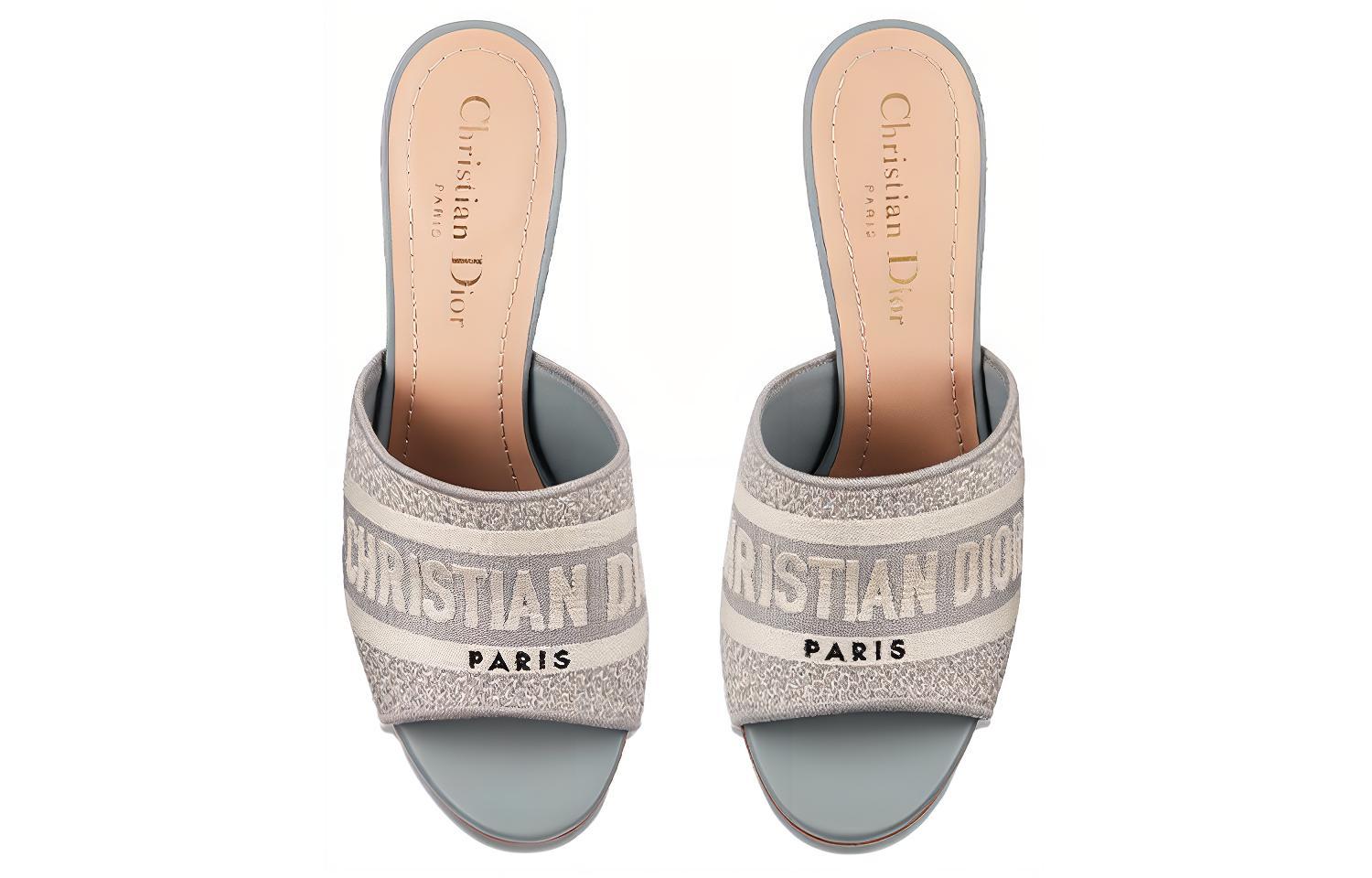 Shop (W) Dior Dway Selipar Tumit Tinggi 'Kelabu' KDQ358ERC_S33G