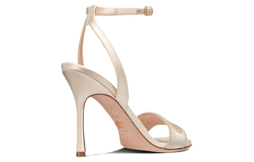 (W) Dior Dway Leather Buckle High-Heel Slide Sandals 'Gold' 圖 4