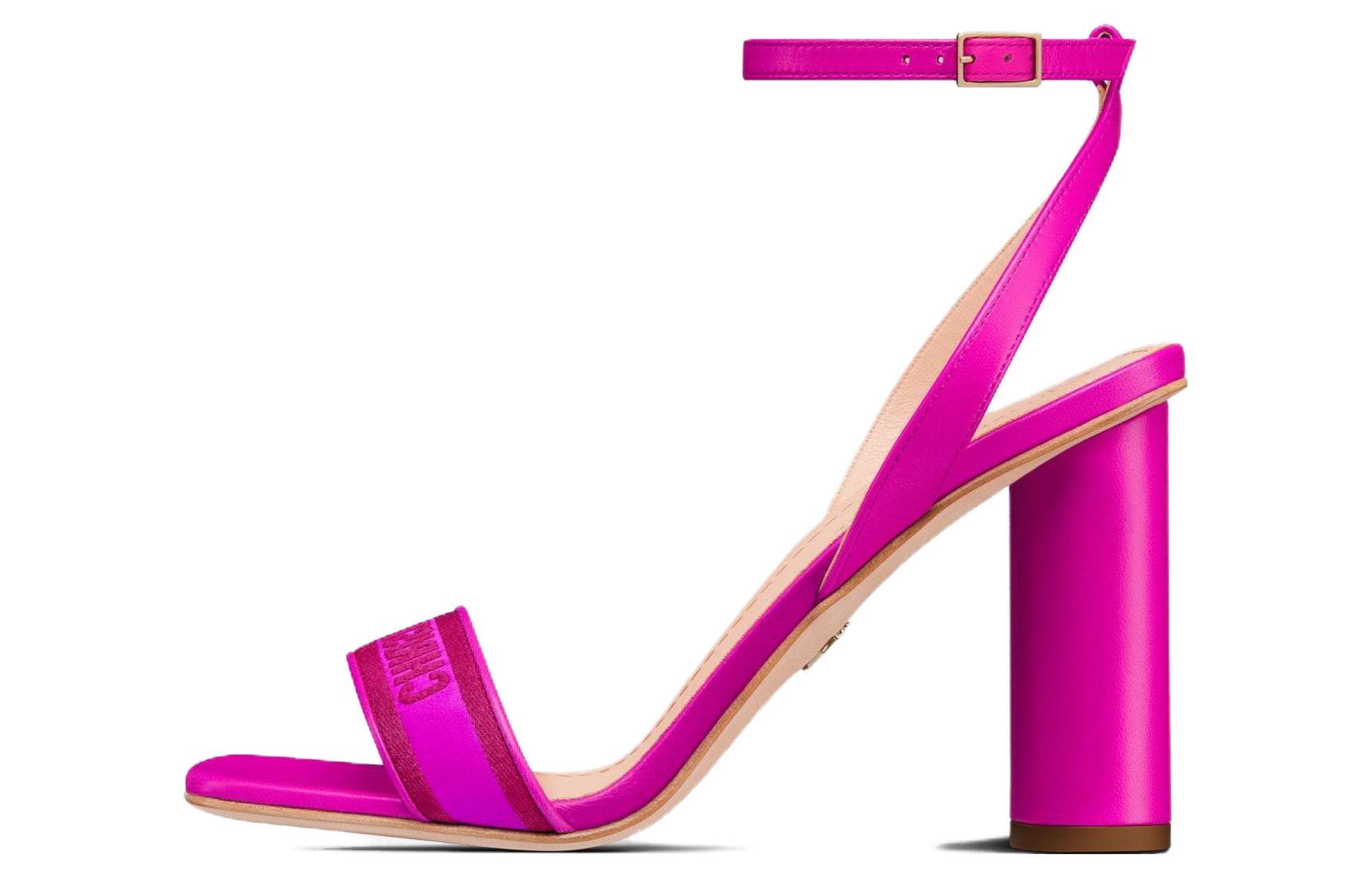 (W) Dior Dway Leather High Heel Slide Sandal 'Purple Red'