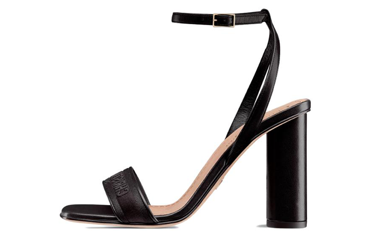 (Women) Dior Dway Leather Sandal 10cm 'Black Logo Buckle Block Heel' KCQ897ETL_S900