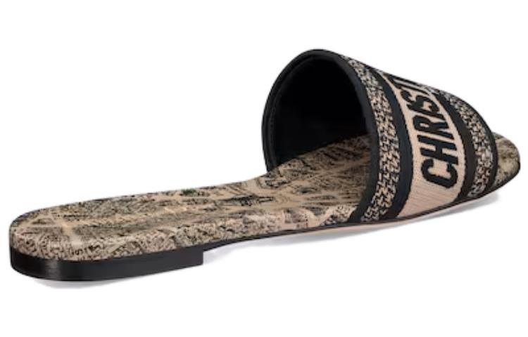 Lookbook DIOR 迪奧 Dway 布 潮流 一字拖鞋 女款 米黑