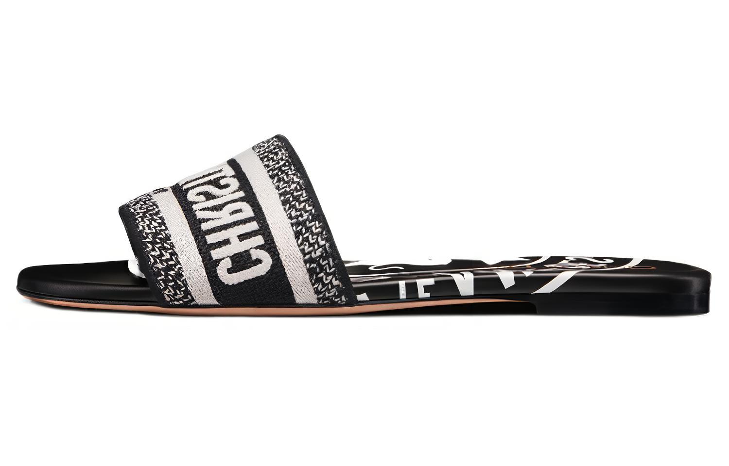 (W) Dior Dway Slide 'Black Cotton'