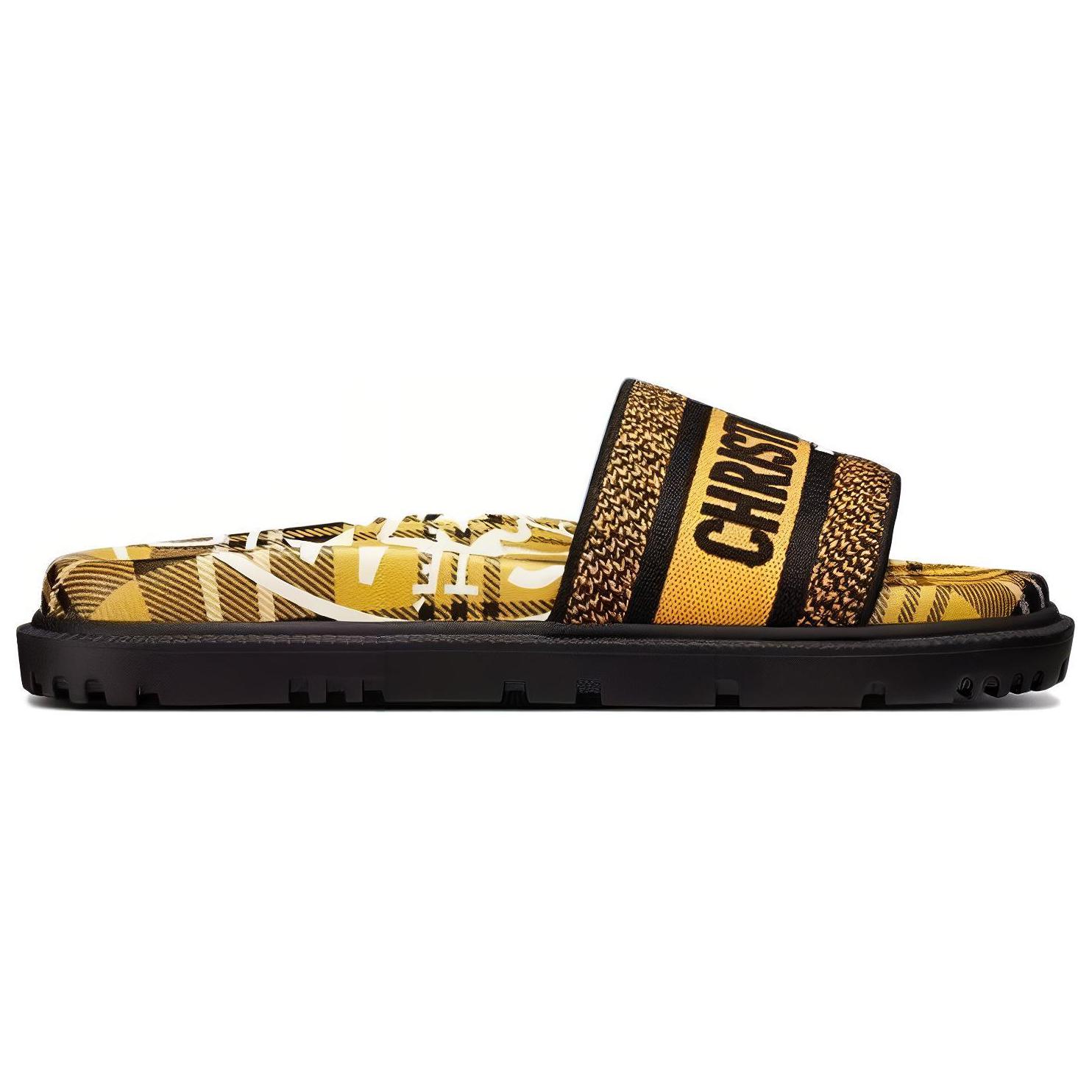 (W) Dior Dway Slide 'Logo Embroidered Print - Yellow Black' 圖 2