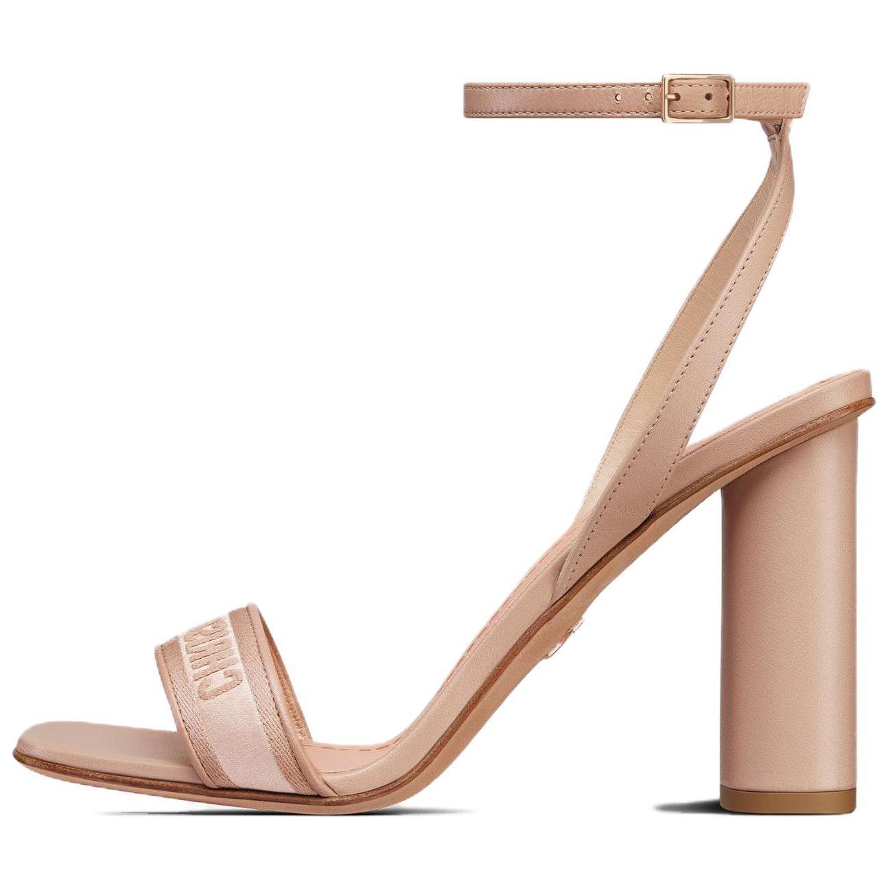 Buy DIOR迪奧 Dway 皮革 舒適簡約 一字帶涼鞋 10cm 女款 粉色