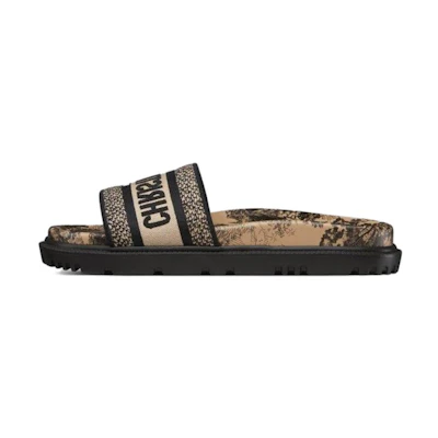(W) Dior Dway Slide 'Rue Embroidered Black Brown'
