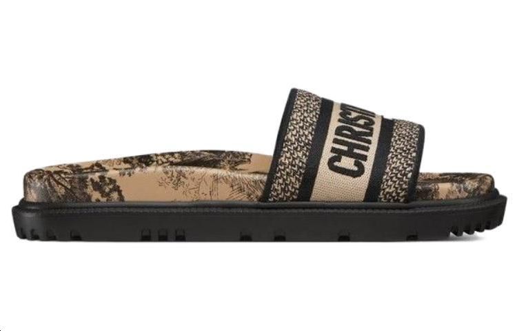 (W) Dior Dway Slide 'Rue Embroidered Black Brown' 圖 2
