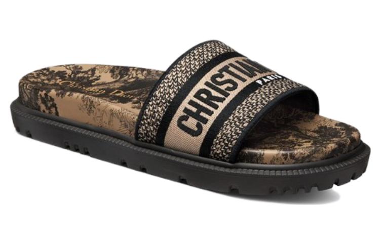 (W) Dior Dway Slide 'Rue Embroidered Black Brown' 圖 3