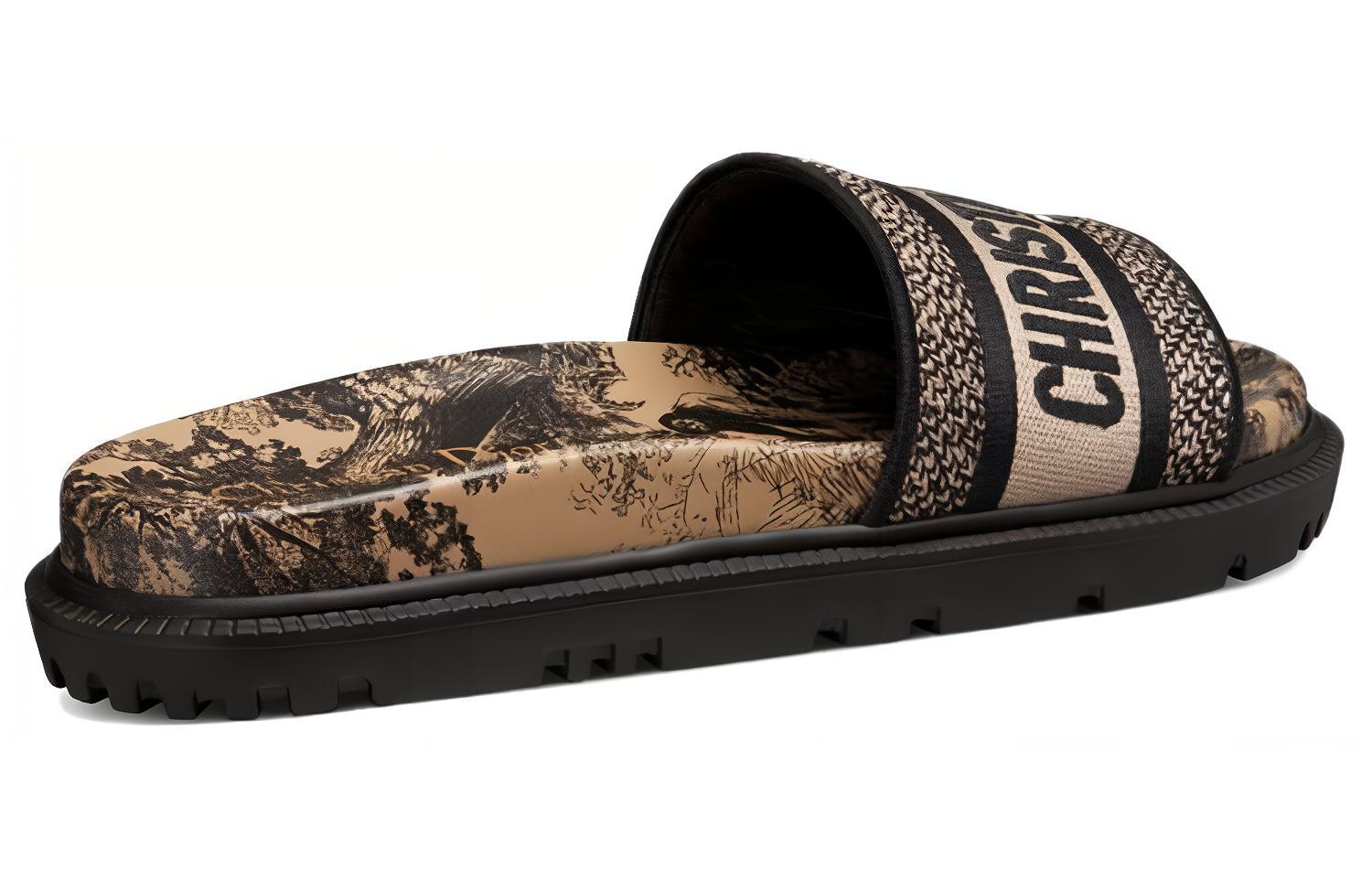(W) Dior Dway Slide 'Rue Embroidered Black Brown' 圖 4