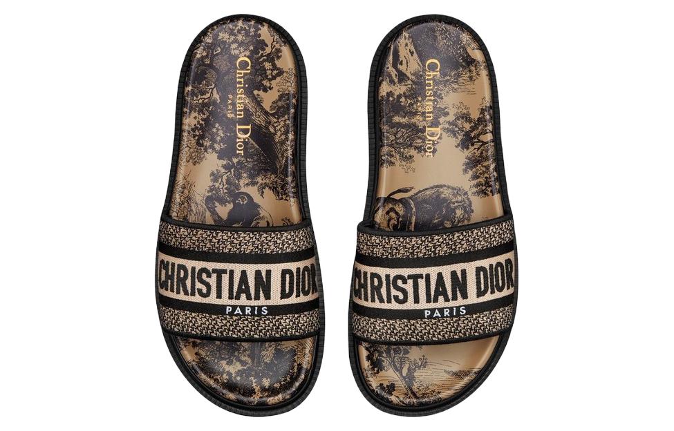 (W) Dior Dway Slide 'Rue Embroidered Black Brown' 圖 5
