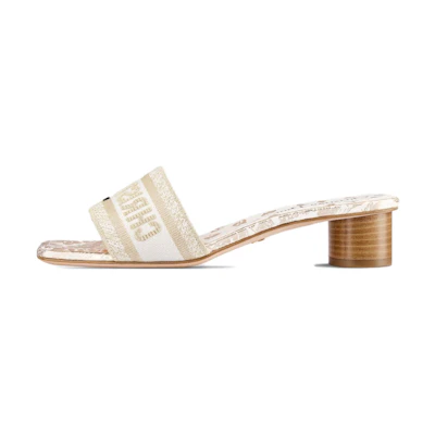 (W) Dior Dway Slide 'White Gold'