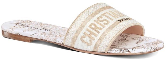 DIOR迪奧 Dway 棉布 標誌刺繡 平底 時尚拖鞋 女款 白色 Lookbook DIOR迪奧 Dway 棉布 標誌刺繡 平底 時尚拖鞋 女款 白色