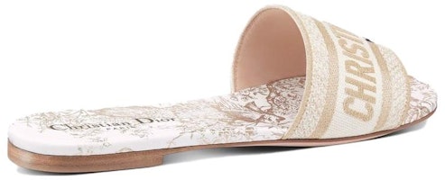 DIOR迪奧 Dway 棉布 標誌刺繡 平底 時尚拖鞋 女款 白色 Shop DIOR迪奧 Dway 棉布 標誌刺繡 平底 時尚拖鞋 女款 白色