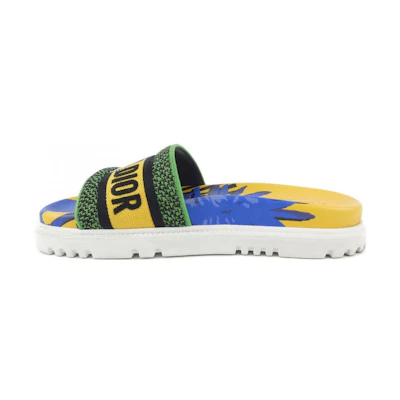 (W) Dior Dway Slide 'Yellow Embroidered Logo'