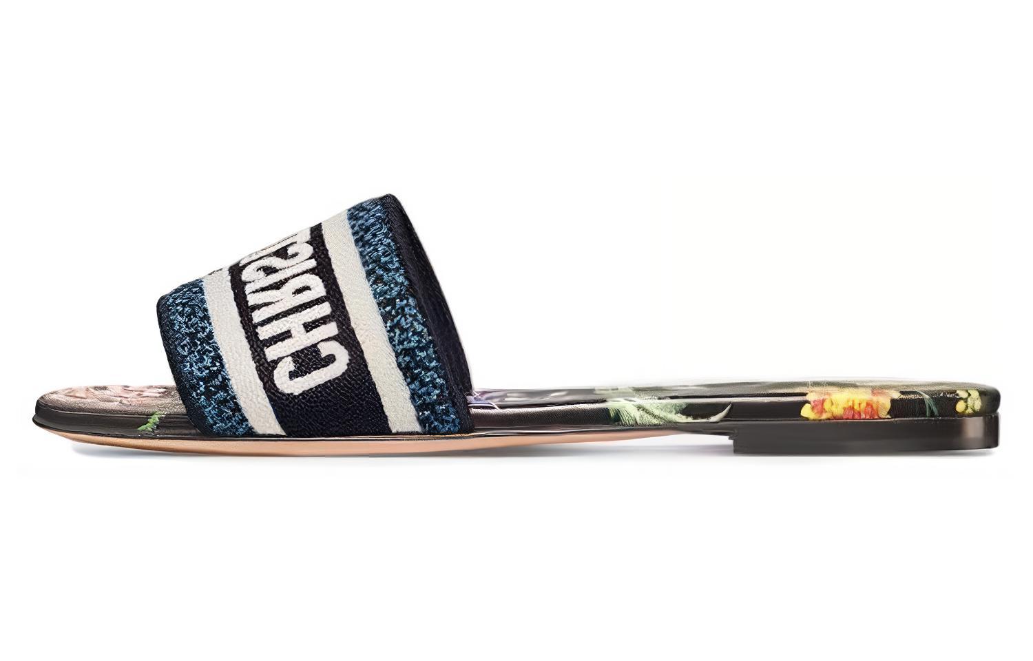 Buy (W) Dior Dway Sandal Hitam Multicolor Bordir Katun KCQ209FWY_S900