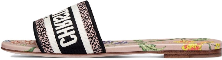 (Women) Dior Dway Slide Powder Pink Multicolor Embroidered Cotton KCQ209FWY_S38P (Women) Dior Dway Slide Powder Pink Multicolor Embroidered Cotton KCQ209FWY_S38P