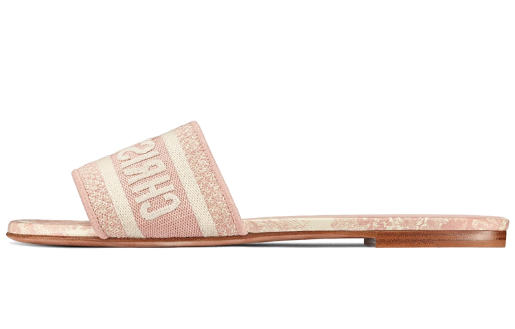 (Women) Dior Dway Toile de Jouy Embroidered Cotton Slide 'Light Pink' KCQ209TJE_S46P