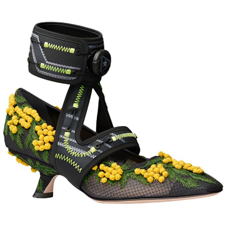 Lookbook (W) ディオール 刺繍 ハイヒール 黒×黄 KDP965GWE_S56X