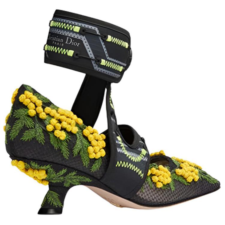 Shop (W) ディオール 刺繍 ハイヒール 黒×黄 KDP965GWE_S56X