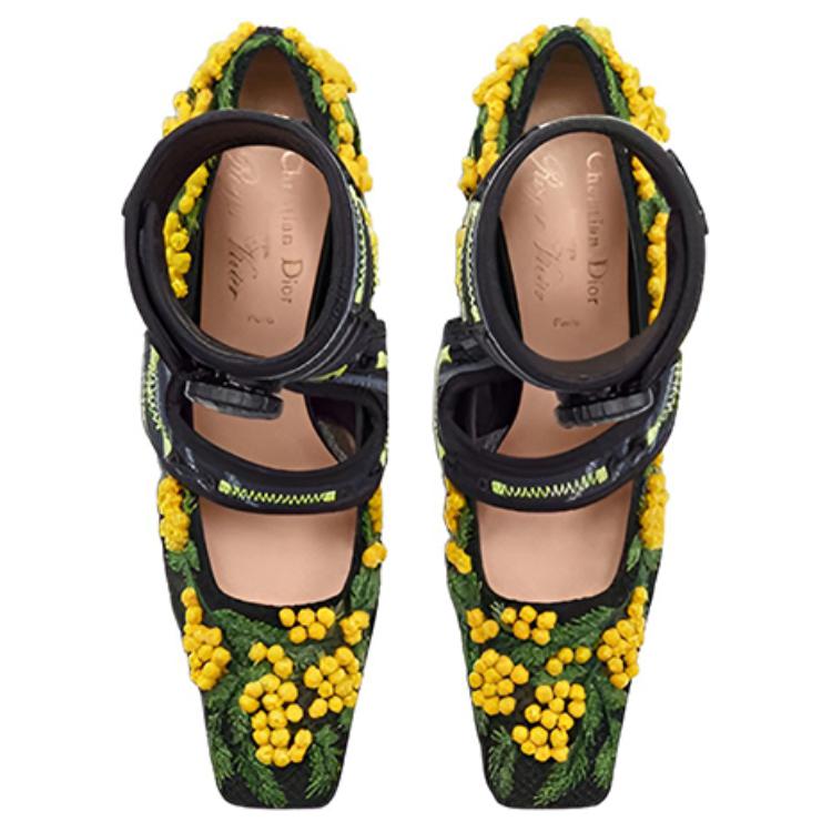 Purchase (W) ディオール 刺繍 ハイヒール 黒×黄 KDP965GWE_S56X