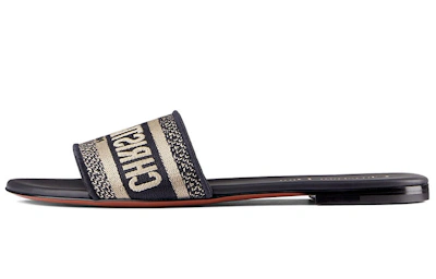 (Women) Dior Embroidered Flat Slide 'Deep Blue'