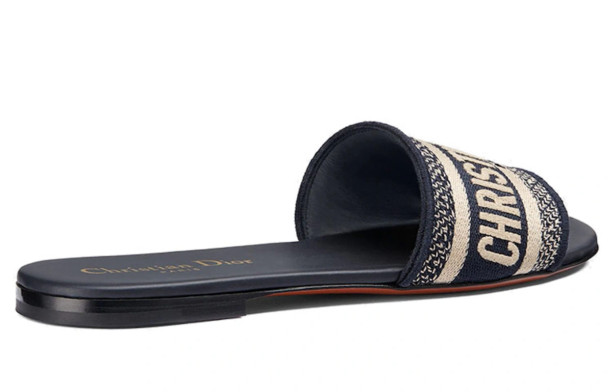 (Women) Dior Embroidered Flat Slide 'Deep Blue'