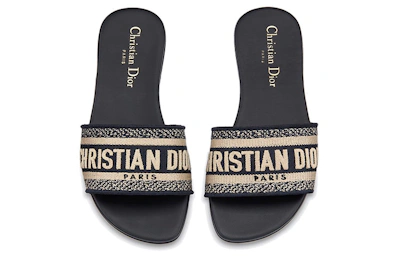 (Women) Dior Embroidered Flat Slide 'Deep Blue'