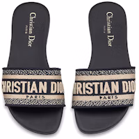 DIOR 迪奧 Christian 棉布 平底刺繡圓頭 時尚涼拖 女款 深藍色 Purchase DIOR 迪奧 Christian 棉布 平底刺繡圓頭 時尚涼拖 女款 深藍色