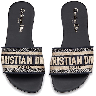 (Women) Dior Embroidered Flat Slide 'Deep Blue' KCQ166ERC_S56B Purchase (Women) Dior Embroidered Flat Slide 'Deep Blue' KCQ166ERC_S56B